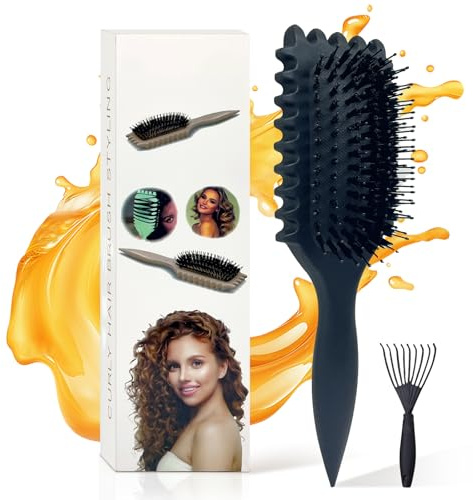 ENGHEK Curly Hair Brush, Bounce Curl Brush for Curl Hair, Curl Defining Brush for Women Men, Detangling Curl Brush Boar Bristle Hair Brush Less Pulling, Hair Separation
