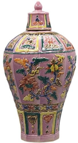 SnamicE Pot en Porcelaine Bleu et Blanc de Style Chinois Ancien, Porcelaine Chinoise pour la décoration de la Maison, Pot à Gingembre, Vase décoratif pour étagère de Salon, L,W20xH39cm