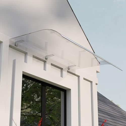 UISEBRT Marquesina de 50 x 120 cm de 3,5 mm transparente para terraza, moderno toldo para puerta de casa, incluye material de montaje, protección UV, lluvia, nieve, para puerta, ventana, balcón