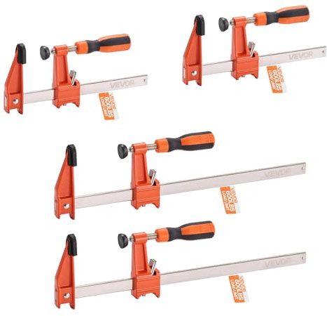 VEVOR Serre-Joints Verrouillable Ouverture de la Mâchoire 2PCs 30,48 cm 2PCs 15,24 cm, Pince Écarteur en F Capacité Max. 272 kg, Profondeur 6,35 cm, en Fonte et Acier au Carbone, pour Menuisier
