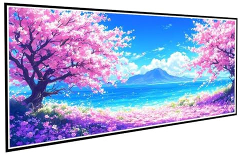 Diamond Painting Flores de cerezo Pintura Diamante Taladro Completo Paisaje DIY Diamond Painting Adultos 100x200cm Cristal Diamante Art, Bordado Punto Cruz Kit Decoración de Paredes Hogar V-1192