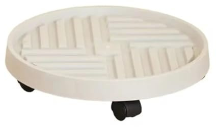 Soporte portátil para macetas con ruedas, versátil para interiores y exteriores, base de carrito de flores (círculo blanco, 30 cm), perfecto para decoración del hogar y el jardín