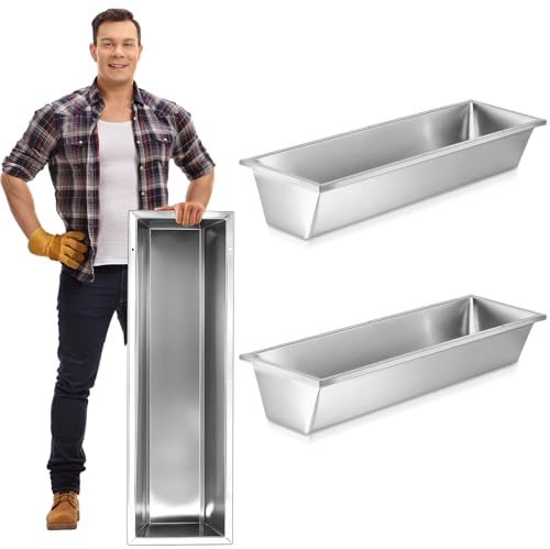 Geelin 2 Pcs 12 Gallon/48 Quart Large Capacity Livestock Water Trough 39 Long Livestock Feeding Trough for Pig Calves Sheep Horses Alpacas and Goats Farm Animal Feeding(Stainless Steel)