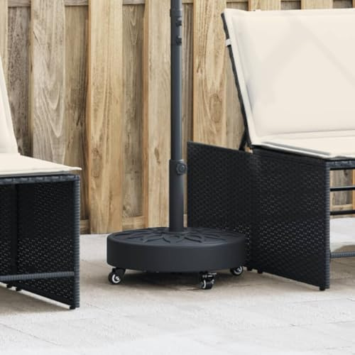 Teenpull Parasollstativ med hjul, 27 kg rund paraplyfot för Ø 38/48 mm mast, väderbeständigt PE-betongstativ för trädgård, terrass, balkong, utomhus