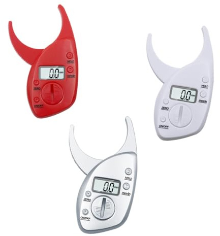 BELLIFFY Caliper Fat Measuring Tool with LCD Display Portable Fat Analyzer for Fitness Body Testing Accurate and Easy to Use Red