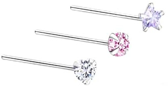Monkimau Nasenpiercing - Nasenstecker - 925 Sterling Silber - Piercing Nase - Nose Piercing - Hypoallergen - Nickelfrei