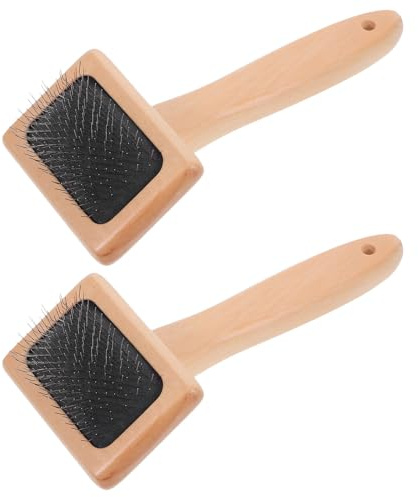 VILLFUL Lot De 2 Brosses à Carder Laine En Bois Petit Format, Brosse Lisse Artisanale Pour Feutrage à L’aiguille, Accessoires Légers Pour Artisanat Textile Et Toilettage Animaux
