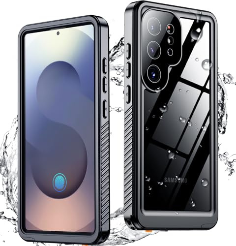 SPIDERCASE Upgraded for Samsung Galaxy S25 Ultra Case Waterproof,Built-in Screen & Camera Lens Protector[IP68 Underwater] [Military Grade Shockproof] Full Body Protection Phone Case, Black/Clear