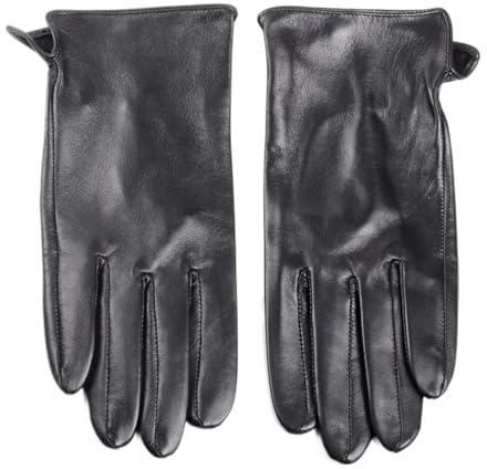 Damen-Lederhandschuhe Damen Lederhandschuhe for Frauen Lammfell ungefüttert Vollfinger(Black,XL)