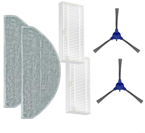 Puupaa Piezas de repuesto para Cecotec para Conga Y8 / Y80 para aspiradora Xtreme Robot, accesorios 2 paños de fregona, 2 filtros HEPA, 2 cepillos laterales