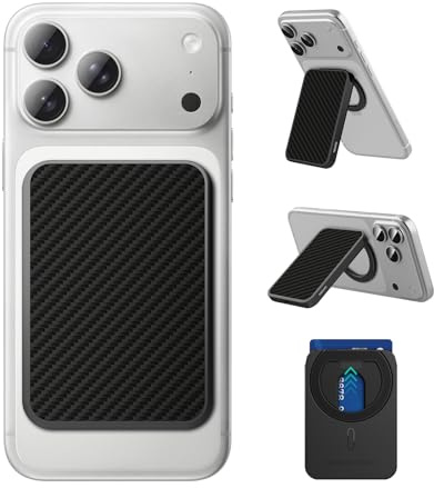 Nillkin Handy Kartenhalter für MagSafe Wallet - Ultra Leichter Kohlefaser Verstellbar Ständer, Karten Halter mit 3 Kartenfächer, Magnetischer Wallet Halter für iPhone 17