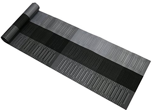 Famibay Tischläufer Plastik Kunststoff Tischläufer Schwarz Weiss Tisch Läufer Abwaschbar 180cm Tischdecke Hitzebeständig Vintage Tischband