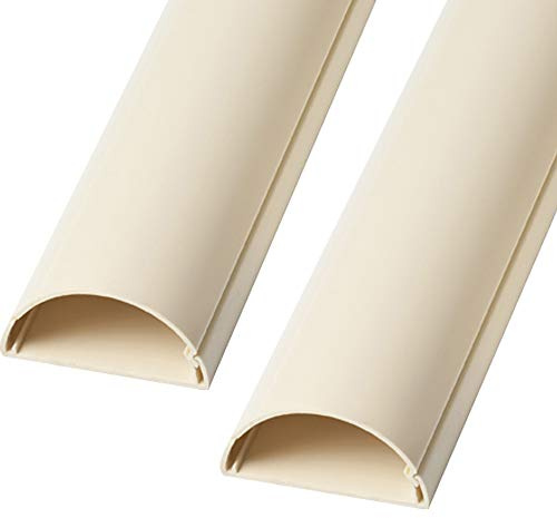 2m (2x 100cm) – 16mm x 8mm Magnolia Trunking | HALF ROUND Cable Conduit Cover | HDMI AV TV Ethernet & Speaker Wire Ducting | Wall Tidy Management | Self-Adhesive Backing *EASY INSTALL* | Skirting Home