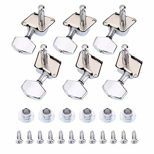 VGEBY 6Pcs Mechaniken, 3L 3R Metal Semi Closed Gitarre Saite Stimmschlüssel mit Gewindebuchsen, Schrauben