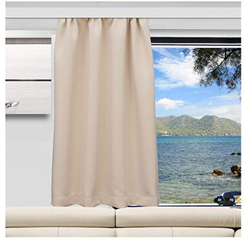 Wohnmobil-Gardine Mattis hellbeige | Maßgefertigter Verdunklungs-Vorhang mit Reihband | Hochwertiger Dekoschal für Caravan & Wohnwagen | Blickdichter Sichtschutz Höhe 120-200 cm x Breite 0-70 cm
