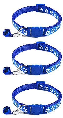 Tafeiya katthalsband säkerhetshalsband med snabbfrigörande brytning av spänne och klocka, justerbar söt kattunge krage lämplig för alla inhemska katter, Blue/Blue/Blue