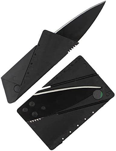 ShineTool 10 Pack Kreditkartenmesser, Kreditkartenformat Klappmesser Faltmesser, Outdoor Edelstahl Griff Taschenmesser Mini Überlebensmesser Survival Messer Schwarz