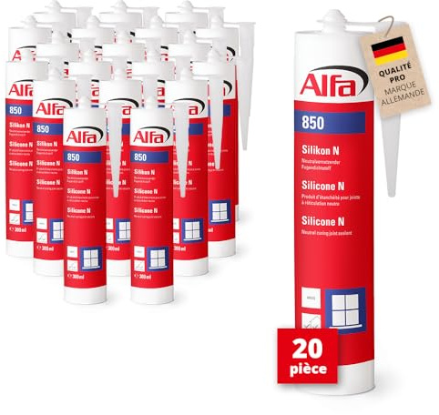 20x Alfa Silikon Transparent UV-beständig – Bausilikon – Fugendichtstoff | Profi Qualität – Neutralvernetzendes Silikon 300 ml für Fenster, Türen und Fugen, UV-beständig, elastisch für innen und außen