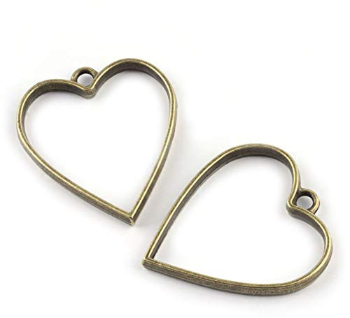 Pandahall Anhänger Herz offener Rückseite Metalllegierung Heart#-34x30.2x3.7mm-100pcs