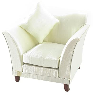 Melody Jane Puppenhaus Klassisch Creme Sessel & Kissen Miniatur Wohnzimmer Möbel