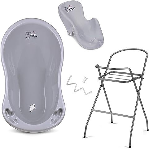 Juego de bañera para bebé con asiento antideslizante - ¡Certificado por TÜV Rheinland! - Bañera bebe de 0 a 24 meses con tapón + asiento antideslizante para bañera bebe