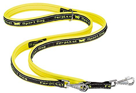 Ferplast Guinzaglio per Cani SPORT DOG, Guinzaglio Addestramento per Cani, Guinzaglio per Cani Taglia Piccola, Impugnatura Imbottita, Moschettone in Metallo. Lunghezza regolabile. Misura 200 cm Giallo