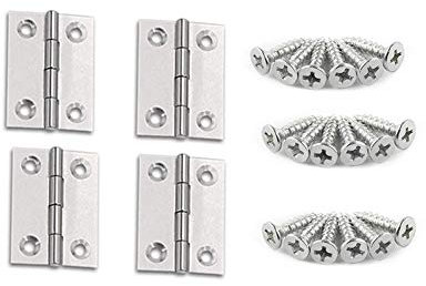 YOFASEN Stainless Steel Bearing Hinges - Home Furniture Door Hinges Cabinet Drawer Hinges Small Hinges with Matching Fixing Screws, Silver, 2 Inch(48 * 33 * 1.0mm) - 4pcs