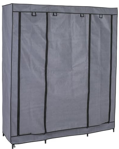 axentia XXL-Kleiderschrank, ca. 150 x 175 x 45 cm, Grau-schwarz