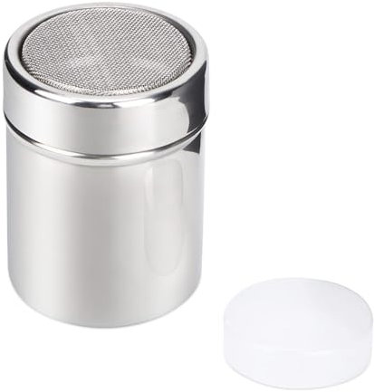 Setaccio in acciaio inox per farina, Agitatore per Zucchero in Polvere con Coperchio, Agitatore per Cappuccino, Per Spezie, cacao, 2,4x3,2 pollici