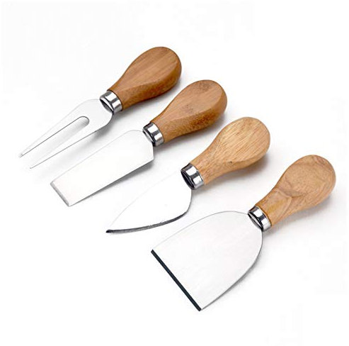 XGzhsa Käsemesser Set, Mini-Käsemesser, 4 Stück Edelstahl-Küchenkäse-Werkzeuge Mini-Käsemesser mit Holzgriff für Kuchen-Dessert-Käsesalat
