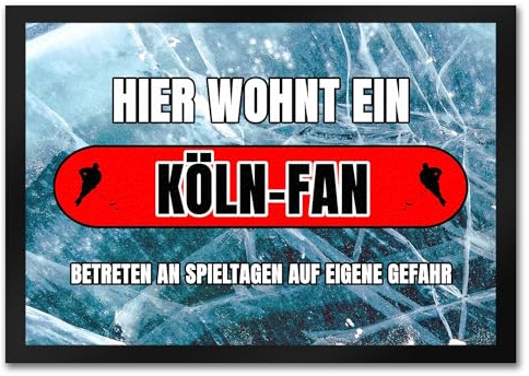 speecheese Hier wohnt EIN Köln-Fan Fußmatte in 35x50 cm mit Eishallen Boden-Motiv Sportfan Köln Sport Sportler
