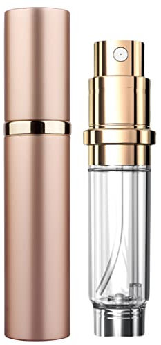Travelofo Mini Perfume Bottles, Refillable Spray Dispenser, 5ml Leak-Proof Atomiser for Travel, Luxury Gift for Men & Women (Gold)