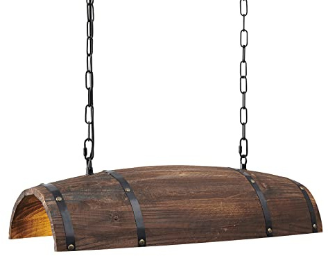 Newrays Antique Wood Wine Barrel Pendant Lamp Hanging Rustic Kitchen Bar Ceiling Lamp Light Fixtures