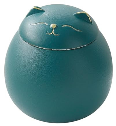 Cabilock Keramik Teedose Mit Deckel, Maneki Neko GlüCkskatze Vorratsdose, Aufbewahrungsdose FüR Tee, Kaffee, GewüRze, GrüN, 8.7 X 8.5 X 8.5 Cm