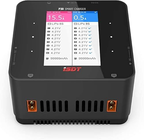 ISDT P30 1000WX2 30AX2 Power Zweikanaliger snychroner Bluetooth BattGo Lipo Batteriebilanz Ladegerät Entlader für 1-8S Li-Ionen-Lebensdauer NiCd NiMH LiHV PB Smart Batterie