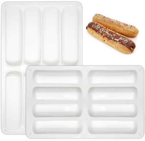 YXHZVON 2 Piezas Moldes De Silicona ​De Barras Cereales, 8 Cavidades Antiadherente Barritas Energéticas Rectangulares para Chocolate Pan Muffin Brownie Tarta De Queso（Blanco）