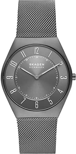 Skagen Herrenuhr Grenen Ultra Slim, ZweiZeiger Uhrwerk, 37mm Charcoal Recycled Edelstahl (Mindestens 50%) Gehäuse mit EdelstahlMeshArmband, SKW6824, Grau