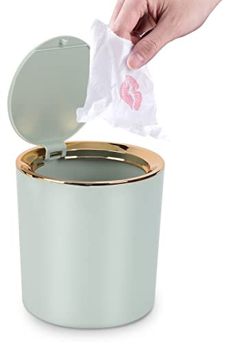 Tischmülleimer mit Deckel, Mini Mülleimer Tischabfalleimer 2.6L, Mülltonne Klein Papierkorb für Schreibtisch, Badezimmer, Wickeltisch, Küche (Hellgrün)