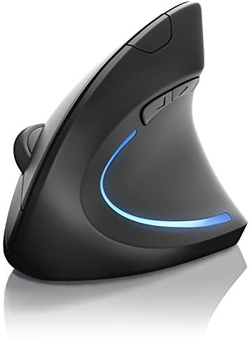 CSL Wireless Vertical Ergonomic Mouse, Bluetooth 4.0 Wireless Optical Mouse TM137U, Mouse without cable 6 Buttons, 1600 dpi, Prevention against mouse arm tennis elbow For PC Laptop Macbook
