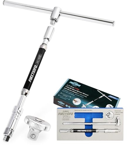 FIRSTINFO 1/4 T-Griff Steckschlüssel Set mit Schnelldrehgriff & 3/8 Adapter | Mit 1/10.2 cm(F) x 3/20.3 cm(M) Stecknuss-Adapter, für Bits und Stecknüsse, H5195B