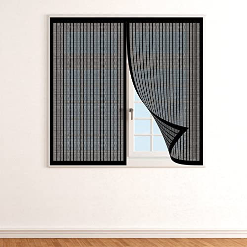 Fliegenvorhang Moskitonetz 95 x 125 cm Insektenschutz Fliegennetz Mückennetz Fenster Frischluft halten für HausFenster, Innenhöfe, TerrassenFensteren, Schwarz