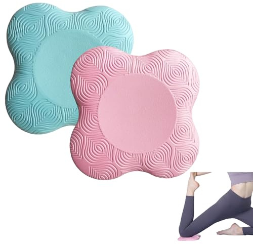 2 Stücke Yoga Knieschoner, Rutschfest Knieschoner Matte Set, Weich Kniekissen, Maximale Entlastung und Unterstützung der Knie für Yoga, Gymnastik, Pilates, Aerobic(Pink, Blau)