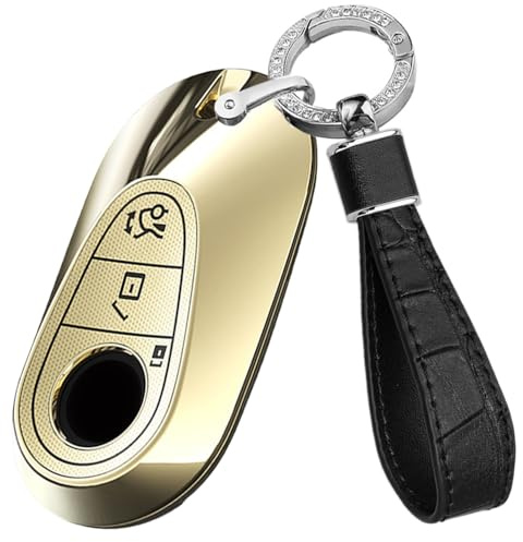 TECART Autoschlüssel Hülle Cover Passt für Mercedes Benz C S Klasse W223 W206 EQS 450 500 580 E53 AMG S350L S500L PC Metall Autoschlüssel Schlüsselcover Zubehör 3 Taste
