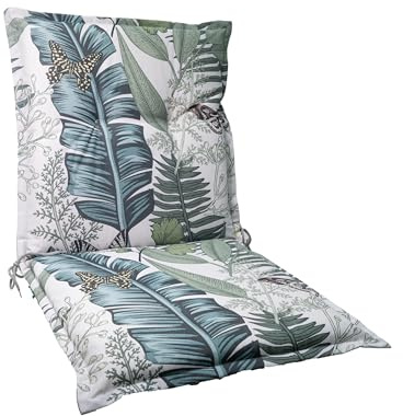 Dehner Sardegna Coussin pour Chaise de Jardin imperméable - Environ 50 x 52 x 50 cm - Coton/Polyester/Viscose - Gris Clair/Bleu/Vert
