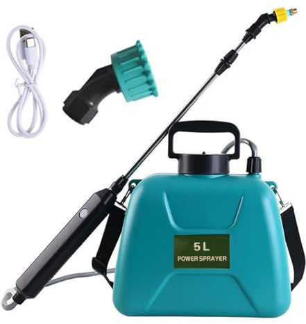 Pompa Irroratrice A Batteria, 5L Spruzzatore Elettrico A Batteria Per Piante Con 2 Bocchette E Tracolla Regolabile Impugnatura Ricaricabile USB Nebulizzatore A Pressione Da Giardino
