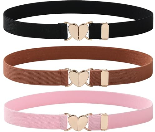 Coubeau Elastische Gürtel für Mädchen, Kinder Stretch-Gürtel, modisch, niedlich, verstellbarer Herzgürtel
