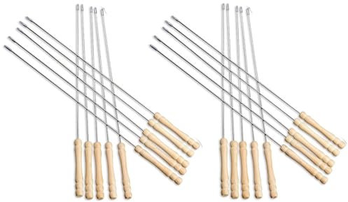Bayli 20er Set Schaschlikspieß 38 cm mit Holzgriff - Rostfreier Grillspieß für Gas- und Holzkohlegrills - Fleischspieße für Grillpartys - BBQ Schampura - Perfektes Grillzubehör