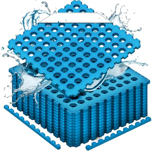 Meisterhome ® Pool Unterlegmatte Poolmatte 36 Stück – 5.76 m² - Bodenschutz Matte für den Pool/Planschbecken - Bodenfolie Bodenmatte Poolunterlage Bodenschutz blau