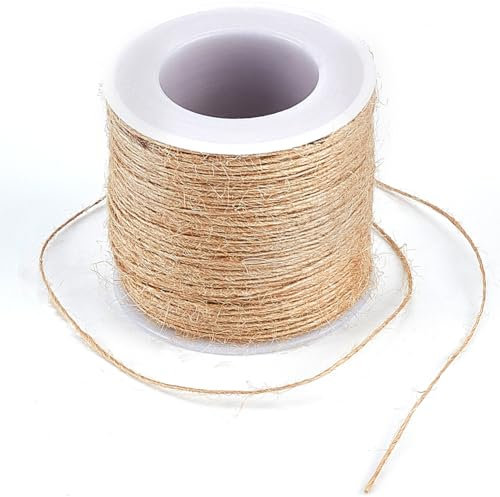 SUNNYCLUE 100M 1mm Long Twine Rope Thin Twine String Jute Garden Plant Tan Twine with Spool Hanging Picture Christmas Handmade Crafts Decoration Cord for jewellery Making Garden Home Decor Supplies DI
