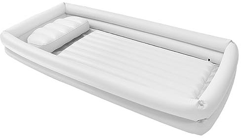 Aufblasbare Bettbadewanne, medizinisches Nachttisch-Waschbecken-Set mit weichem Luftkissen, faltbares tragbares PVC-Duschset für den Innenbereich für ältere Menschen, behinderte Erwachsene und Senior